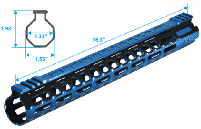 UTG AR15 PRO M-LOK 15" ULTRA SLIM RAIL , BLACK & BLUE 2-TONE