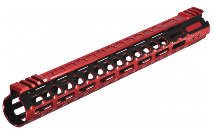 UTG AR15 PRO M-LOK 15" ULTRA SLIM RAIL , BLACK & RED 2-TONE