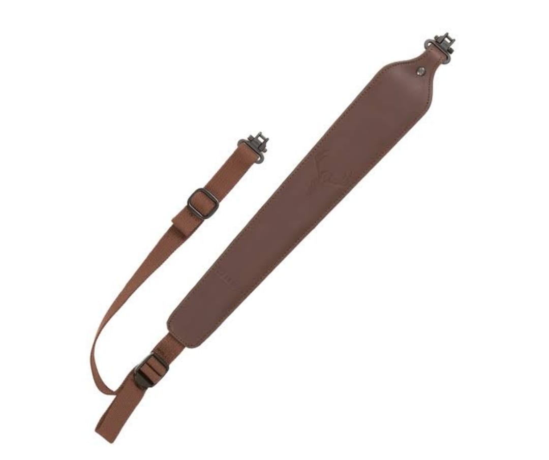 ALLEN RIFLE SLING DEER HEAD LEATHER W/SWIVELS
