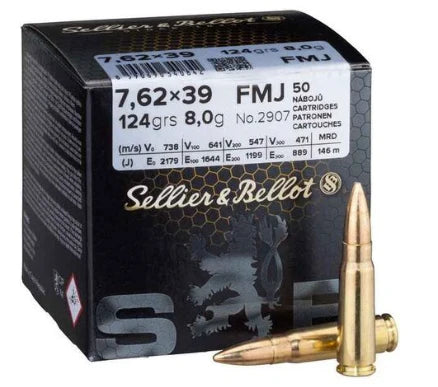 AMMO S&B 7.62X39 124GR FMJ (50)