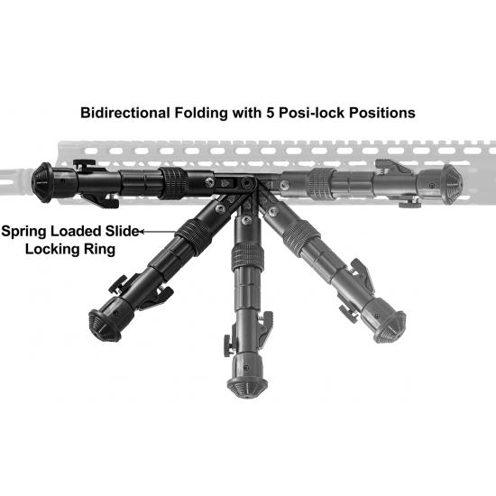 UTG RECON FLEX® KEYMOD BIPOD, MATTE BLACK, 5.7''-8'' CENTER HEIGHT