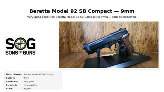 Beretta Model 92 SB Compact — 9mm